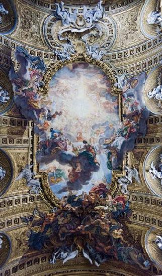 Giovanni Battista Gaulli Called Baccicio The Worship of the Holy Name of Jesus, with Gianlorenzo Bernini, on the ceiling of the nave of the Church of the Jesus in Rome.